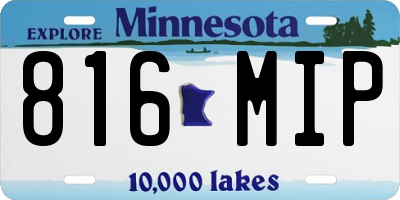MN license plate 816MIP