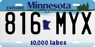 MN license plate 816MYX