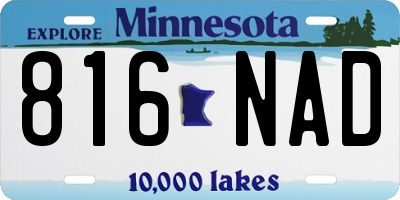 MN license plate 816NAD