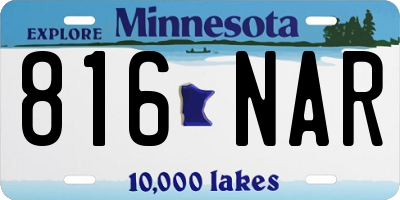 MN license plate 816NAR