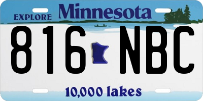 MN license plate 816NBC