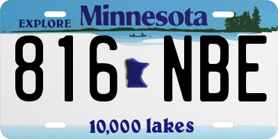 MN license plate 816NBE