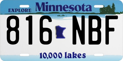 MN license plate 816NBF
