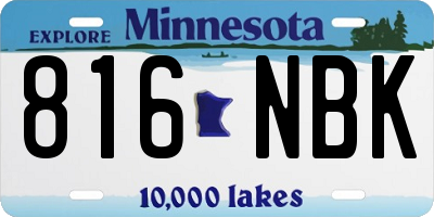 MN license plate 816NBK