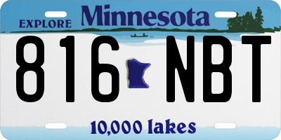 MN license plate 816NBT