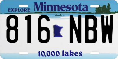 MN license plate 816NBW