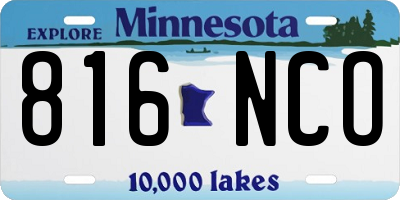 MN license plate 816NCO