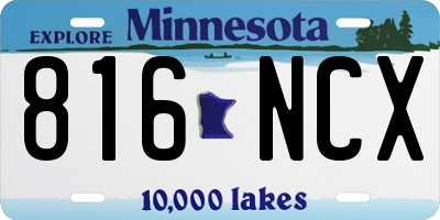 MN license plate 816NCX