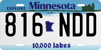 MN license plate 816NDD