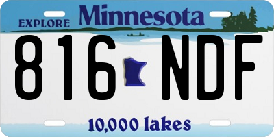 MN license plate 816NDF
