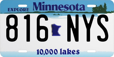 MN license plate 816NYS