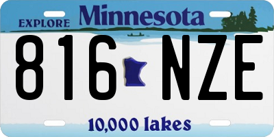 MN license plate 816NZE