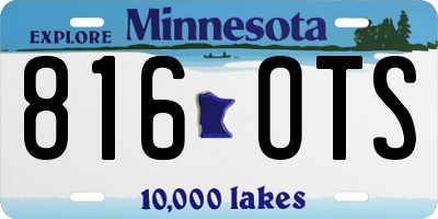 MN license plate 816OTS