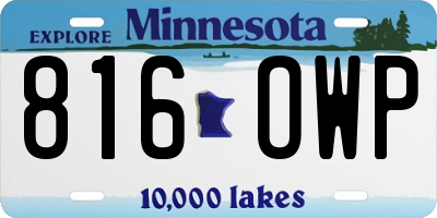 MN license plate 816OWP