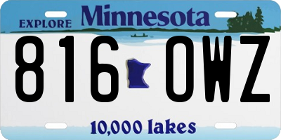 MN license plate 816OWZ