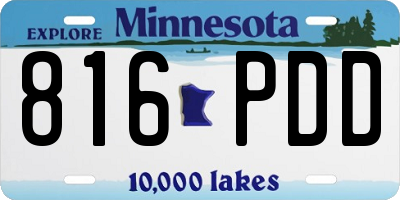 MN license plate 816PDD