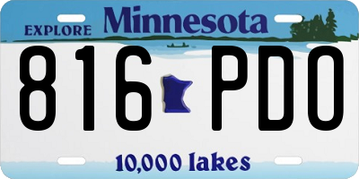MN license plate 816PDO