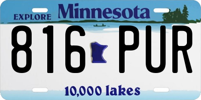 MN license plate 816PUR