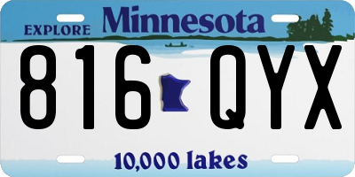MN license plate 816QYX