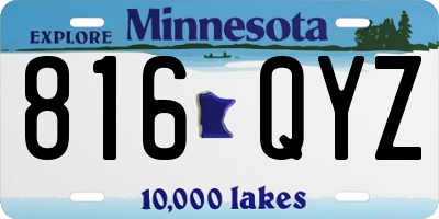 MN license plate 816QYZ