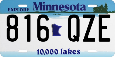 MN license plate 816QZE