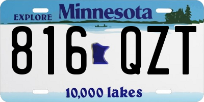 MN license plate 816QZT