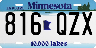 MN license plate 816QZX