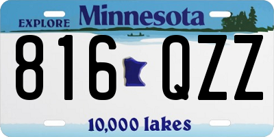 MN license plate 816QZZ