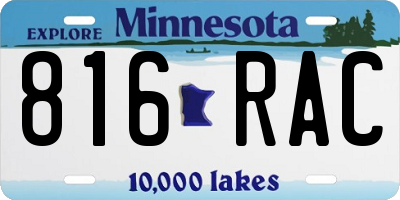 MN license plate 816RAC