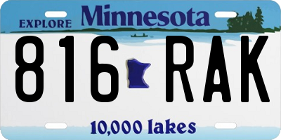MN license plate 816RAK