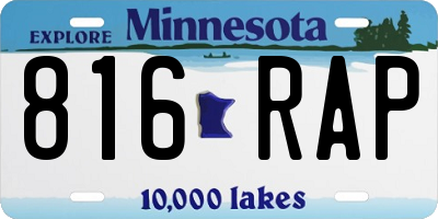 MN license plate 816RAP