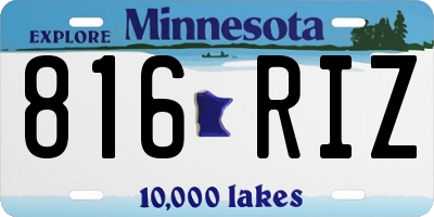 MN license plate 816RIZ
