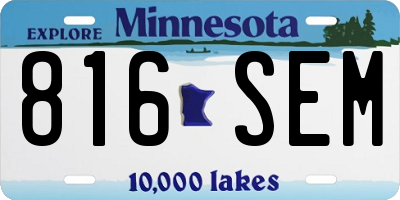 MN license plate 816SEM