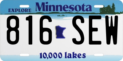 MN license plate 816SEW