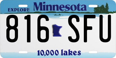 MN license plate 816SFU