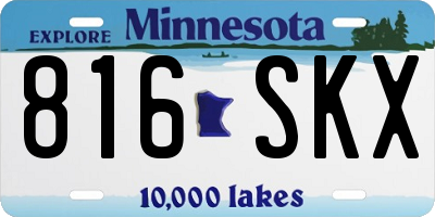 MN license plate 816SKX
