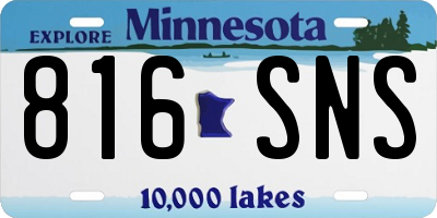 MN license plate 816SNS