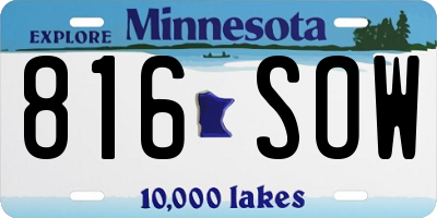 MN license plate 816SOW