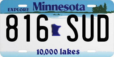 MN license plate 816SUD