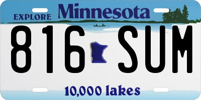 MN license plate 816SUM