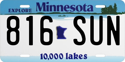 MN license plate 816SUN