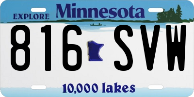 MN license plate 816SVW