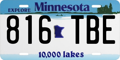 MN license plate 816TBE