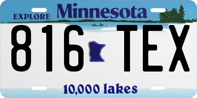 MN license plate 816TEX