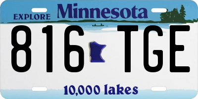 MN license plate 816TGE