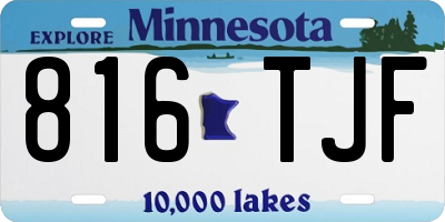MN license plate 816TJF