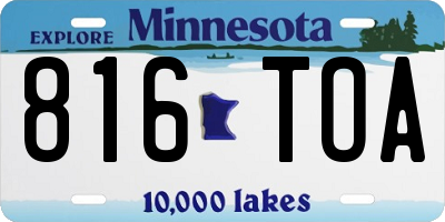 MN license plate 816TOA