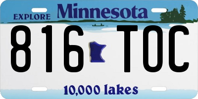MN license plate 816TOC