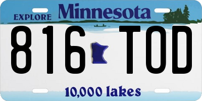 MN license plate 816TOD