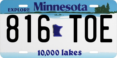 MN license plate 816TOE
